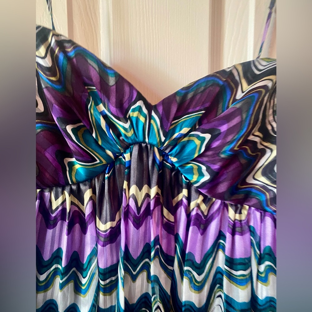 Laundry by Shelli Segal silk dress w/ beaded straps size 4 multicolor Y2K - Picture 4 of 7